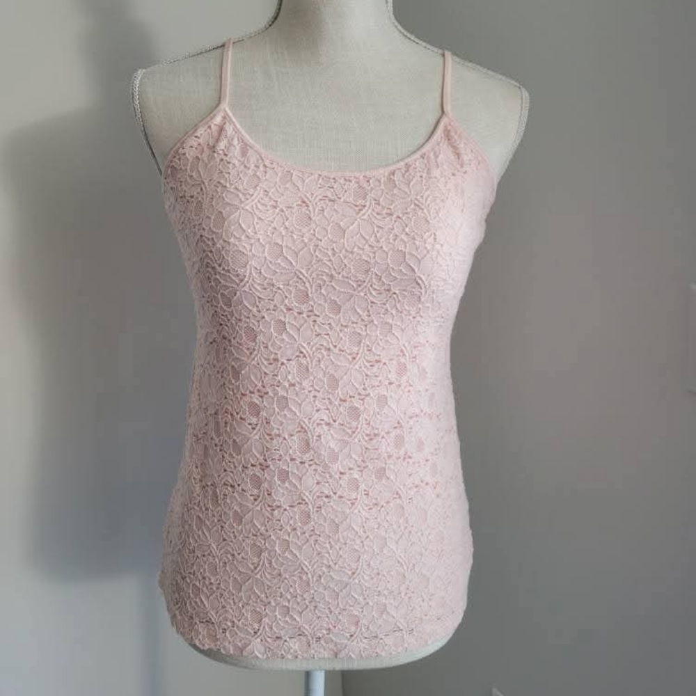 NWOT Pink Floral Lace Top